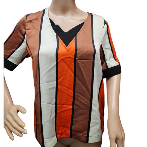 Scotch & Soda Maison Scotch Striped V neck Short Sleeve Top - Picture 9 of 11